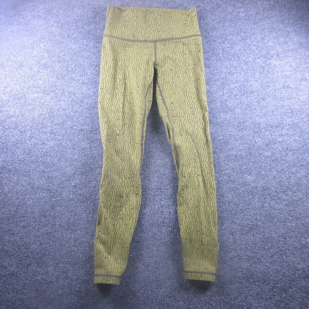 Lululemon Leggings Womens 8 Green Geometric High Rise Ankle Skinny Yoga Pants
